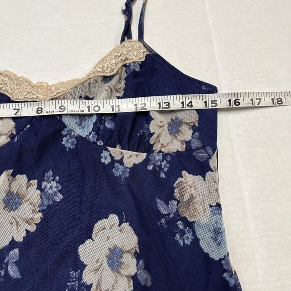 Thirty Thirty Slip Dress M Blue Mesh Floral Babydoll Maxi Lace Trim  Y2K Fairy - Picture 11 of 12